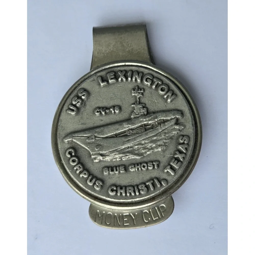 USS Lexington Blue Ghost Corpus Christi Texas Money Clip CV-16 Vintage